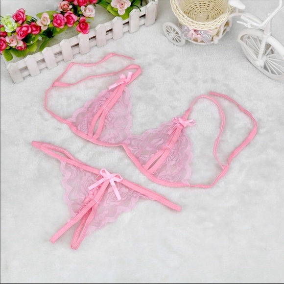 Other - Light pink sexy open crotch Set 2pc lingerie